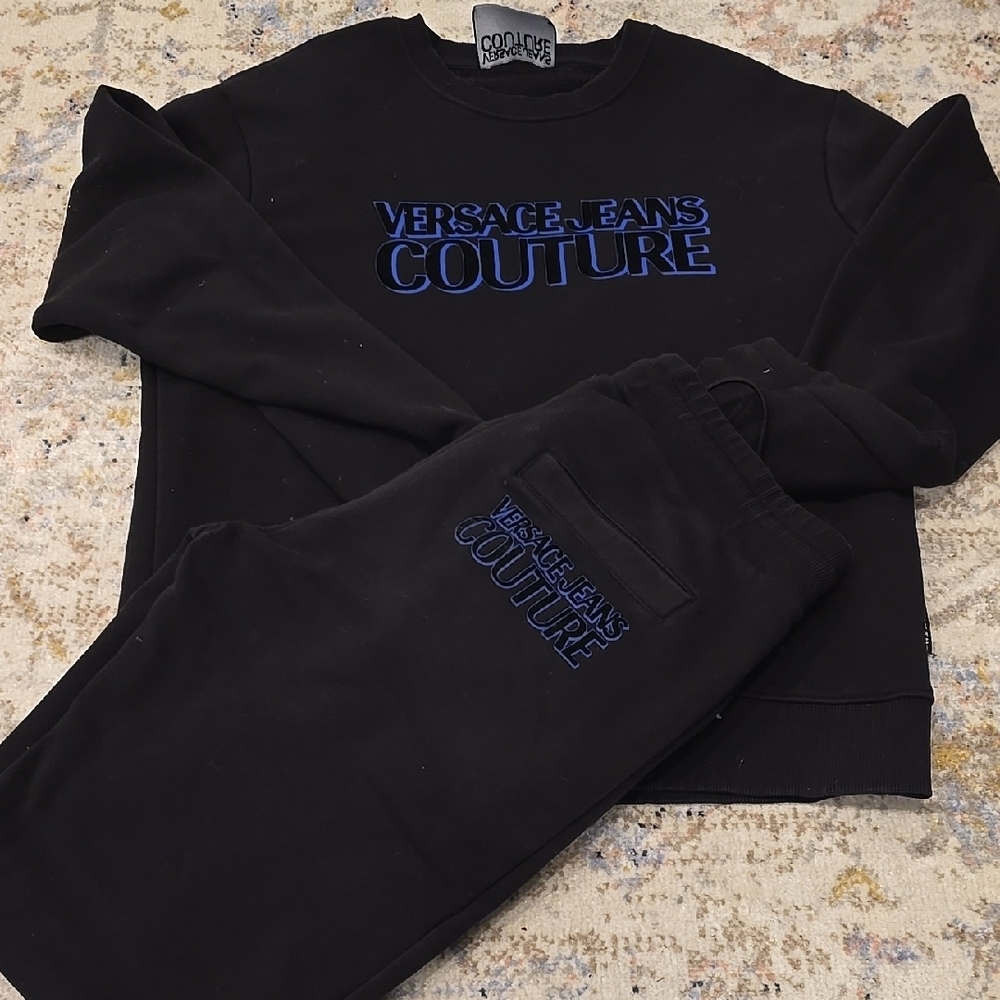 Versace Jeans Couture Black and Blue Sweatshirt and Pants Set